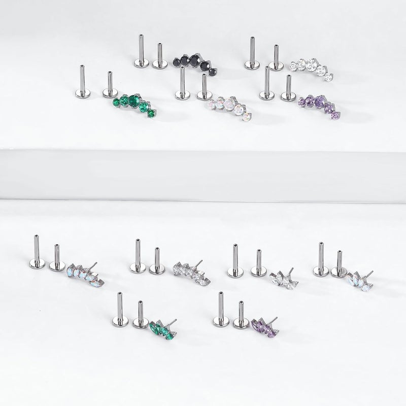 TOMIDES G23 Titanium Flat Back Earrings Studs 18g 16g F136 Implant Grade Titanium Labrets Press Fit Threadless Push In Dainty Cartilage Helix Conch Lobe Lip Tragus Piercing Jewelry - Image 4